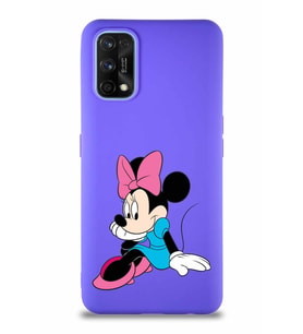 Realme 7 Pro Soft Premier Kapak Minnie Mouse-E Tasarımlı Silikon Kılıf - Mor (Şeffaf)