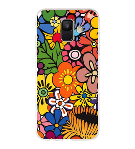 PrintiFy Samsung Galaxy A6 Plus 2018 ile Uyumlu 1mm Slim Fit Retro Colors 2 Baskılı Şeffaf  Kılıf