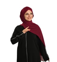 Bordo Pratik Hazır Geçmeli Bone Şal Şifon Drapeli 2507_16