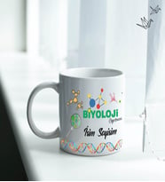 Kişiye Özel İsim ve Fotoğraflı Biyoloji Öğretmeni Temalı Kupa Bardak No:001
