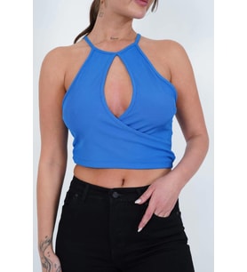 23254137 Kaşkorse Askılı Kruvaze Kolsuz Bluz MAVI (Mavi)
