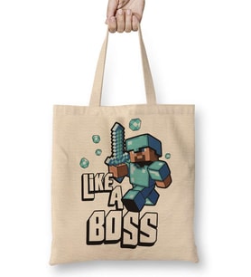 Minecraft Like a Boss Bez Çanta Uzun Saplı