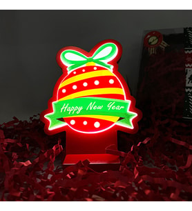 Happy New Year Yılbaşı Masaüstü Led Lamba/gece Lambası/usb’li Ve Uv Baskılı (leon—led Ile Neon Görünüm) 11*11 CM