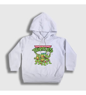 Presmono Unisex Çocuk Beyaz Poster Teenage Mutant Ninja Turtles Kapüşonlu Sweatshirt 325950tt