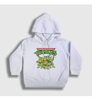 Presmono Unisex Çocuk Beyaz Poster Teenage Mutant Ninja Turtles Kapüşonlu Sweatshirt 325950tt