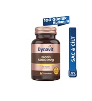 Dynavit Biotin 5000 mcg 100 Tablet Takviye Edici Gıda Türkiye Menşeli Saç ve Cilt Sağlığı İçin