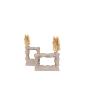 Livava Çerçeve Seramik Vazo İkili Set, Ekru, 21X15 (Ekru)