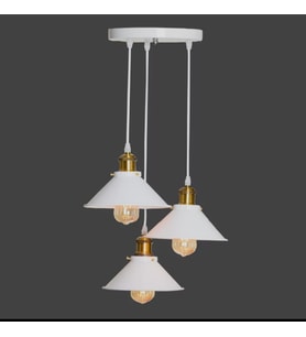 MYLİGHTS RETRO  MAT BEYAZ VE ESKİTME ÜÇLÜ METAL SARKIT AVİZE 40 CM EN E27 DUYLU (Siyah)