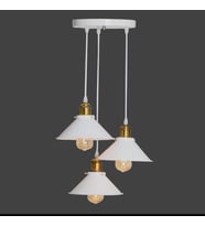 MYLİGHTS RETRO  MAT BEYAZ VE ESKİTME ÜÇLÜ METAL SARKIT AVİZE 40 CM EN E27 DUYLU (Siyah)