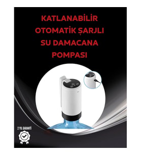 Mey İthalat® Damacana Üstü Akıllı Su Pompası 3 Damacana Kullanım 4W Güç Micro USB Şarjlı Kat
