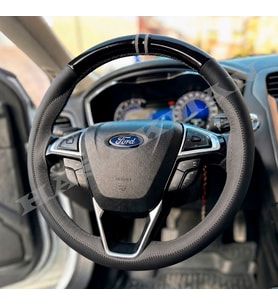 Ford Galaxy Mk4 Dikme Direksiyon Kılıfı Parlak Siyah Gri Detaylı Gri Çift Yüzük ve Dikiş 2015-2023