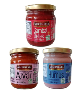 210 cc 3'lü Set (Pancarlı Humus, Sambal Oelek, Ajvar)