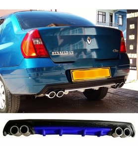 Renault Clio 2 Sedan Mavi Difüzör Çiftli Yuvarlak Egzoz Görünümlü D Tip Difizör