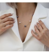 925 Ayar Gümüş Creamrose & Tavuskuşu Tatlısu İncisi Kolye-8mm/10mm