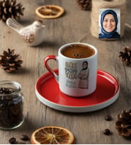 Kişiye Özel Karikatürlü Best Mom Ever Anneye Hediye Türk Kahvesi Fincanı Anneler Günü Hediyesi