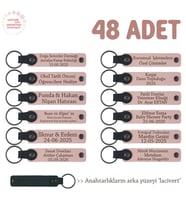 Okul Tanıtımı İçin 48'li Set, Üzerinde Okul Bilgisi Yazılı Promosyonel Anahtarlık, Pudra & Lacivert