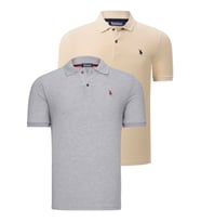 İKİLİ SET T8561 DEWBERRY ERKEK TSHIRT-GRİ-BEJ (Karışık)