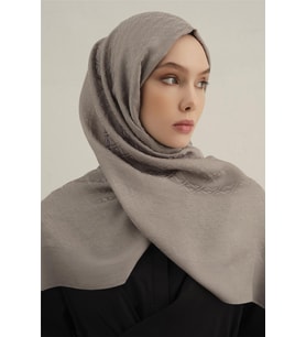 Lyocell Naia Üçgen Monogram Şal 5 (Füme-Gri)