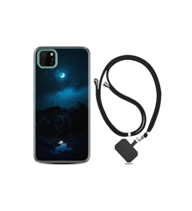 Huawei Y5p Kılıf Silikon Desen Boyun Askılı Gece 1633