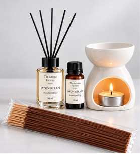 Lavanta Aromaterapi Seti – 50 ml Oda Kokusu + 10 ml Esansiyel Yağ + Buhurdanlık + Tütsü