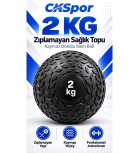 CKSpor 2 Kg Zıplamayan Sağlık Topu Slam Ball Kaymaz Dokulu Fitness Egzersiz Ağırlık Topu