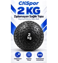 CKSpor 2 Kg Zıplamayan Sağlık Topu Slam Ball Kaymaz Dokulu Fitness Egzersiz Ağırlık Topu
