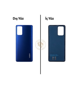 Oppo A74 Mavi Uyumlu Arka Kapak Arka Cam Batarya Pil Kapağı Lazer Kesim Back Cover