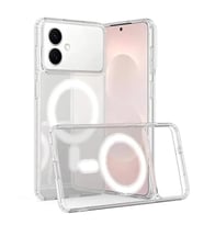 coverzone Samsung Galaxy S26 Edge ile uyumlu K?l?f Wireless ?arj �zellikli Magsafe ile uyumlu Nitro Anti Shock Transparan K�?eler Airbag Korumal? Ultra Kal?n ?effaf K?l?f