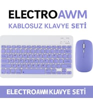 Kablosuz Bluetooth Klavye + Mouse Seti (iOS / Android / Windows Uyumlu) (Y. Mor)