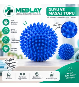MEDLAY Mavi Dikenli El Egzersiz Masaj Topu 10CM