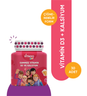 Vitago Kids Gummies D3 Vitamini, Kalsiyum 30 Adet Çiğnenebilir Jel