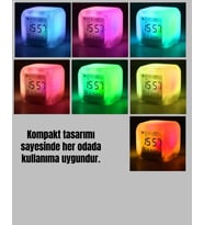 Renk Değiştiren LED Alarmlı Dijital Küp Masa Saati