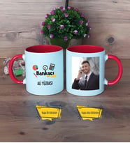 Bankacı Kupa Bardak Kırmızı Fotoğraflı Bankacılar Günü Hediyesi