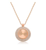 Gümüş Rose Oval Fırfır Bayan Kolye