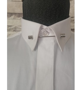 Gümüş renk kenarları silindir kesim  zincirli halter yaka iğnesi