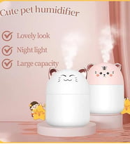 Led Işıklı Hava Nemlendiricisi Kedi Tasarımlı Buhar Makinesi - PEMBE Şaşkın Kedi