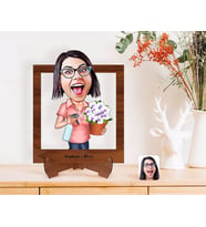 BK Gift Kişiye Özel Anneler Günü Temalı Ev Hanımı Anne Karikatürlü Ahşap Standlı 3D Biblo-2 (Beyaz)