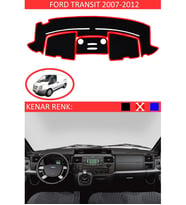Ford Transit 2007-2012 İçin Uygun Torpido Koruma Halısı Siyah Kenar Renk Kırmızı