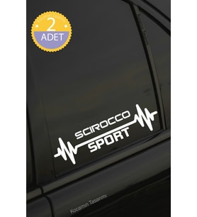 Volkswagen Scirocco Nabız Kalp Atışı Ritim Scirocco Araç Uyumlu Oto Sticker 2 Adet Beyaz 20*7CM