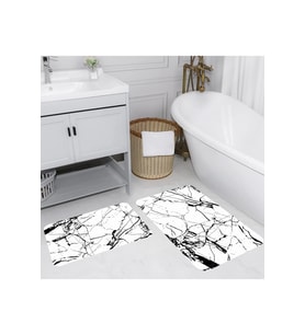 Rovigo Home Dijital Baskılı 2'li Banyo paspas Takımı RVG5099 (Beyaz)