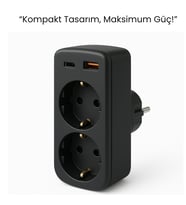 USB-C + USB-A Hızlı Şarj Girişli Çift Priz Adaptörü – Şık, Kompakt ve Güvenli Kullanım