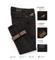 DeepSEA Erkek Slim Fit Dar Kesim %98 Pamuk Likralı Taşlanmış Siyah Kot Pantolon Jean 2600026