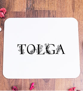 Kişiye Özel Çiçekli Harf Tasarım İsim Yazılı Mouse Pad