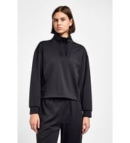 Kadın Antrenman Yarım Fermuarlı Sweatshirt 25B-2052 (Siyah)