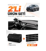 e-biz OPEL GRANDLAND X (2017-2020) Uyumlu Torpido Örtüsü + Deri Bagaj Çantası Seti - Siyah - OP024