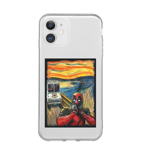 Iphone 11 Uyumlu Deadpool Çığlık Tasarımlı Şeffaf Telefon Kılıfı