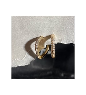 18 Ayar Altın Kaplama Swarovski Yarı Taşlı Halka Küpe