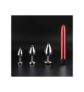 3 Boy  Plug Vibratör Set Red