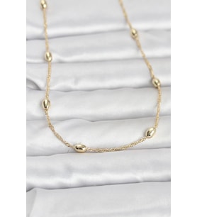 CM 14K Gold Renk Topçuklu Burgu Zincir Model 60 cm Kadın Kolye - TJ-BKO10963