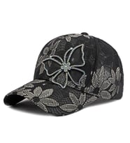 Valkyrie Kadın Siyah Dantel Şapka Taş İşlemeli Çiçek Detaylı Ayarlanabilir Baseball Cap Yazlık Şapka